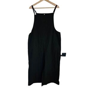 Linen blend Overalls XL Wide Leg Cropped. Black Yesno NWT‎